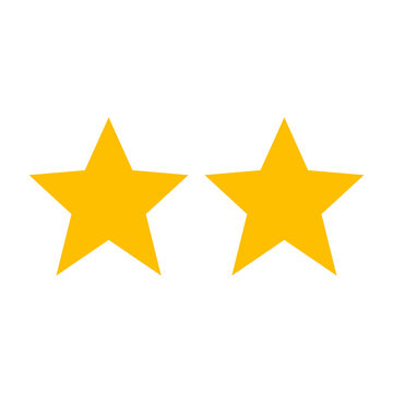 Two yellow stars aligned horizontally against a with two star rating feedback graphics geometric alignment horizontal excellence