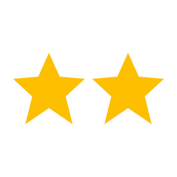 Two yellow stars aligned horizontally against a with two star rating feedback graphics geometric alignment horizontal excellence