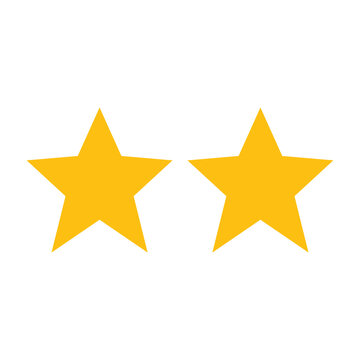 Two yellow stars aligned horizontally against a with two star rating feedback graphics geometric alignment horizontal excellence