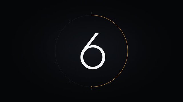 Minimal Countdown from Ten to Zero with Orange Circular Progress Ring