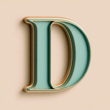 Decorative teal letter D mounted on a beige wall in a studio setting