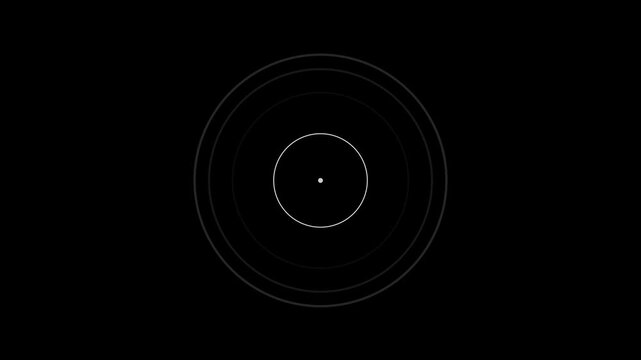 Digital radio waves white circle diffusion animation. Ripple Effect of Circle tap animation on black background. circular diffuse ripple animation, 4K Video.