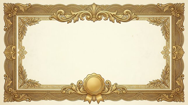 Luxurious certificateachievement and diploma appreciation award template with elegant vintage ornamental borders classic golden guilloche frame geometric abstract pattern for graduate
