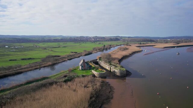 Topsham and River Exe from a drone, Exeter, Devon, England, United Kingdom