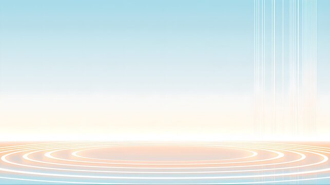 Minimal arena background with vertical light beams from the upper right and concentric oval rings on a teal and peach floor, space for a sport banner or slide,Oklahoma sport style