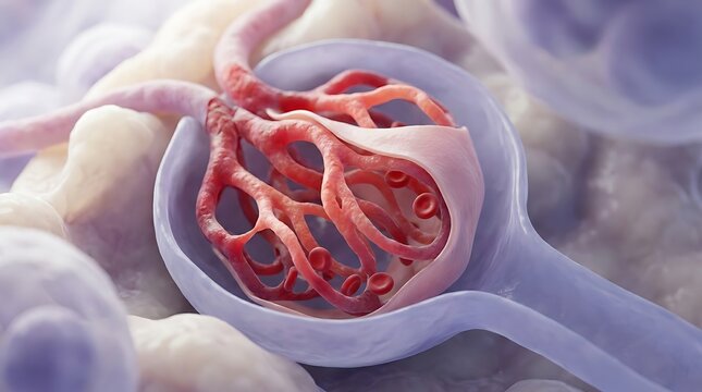Kidney Glomerulus and Renal Corpuscle, Medical Illustration