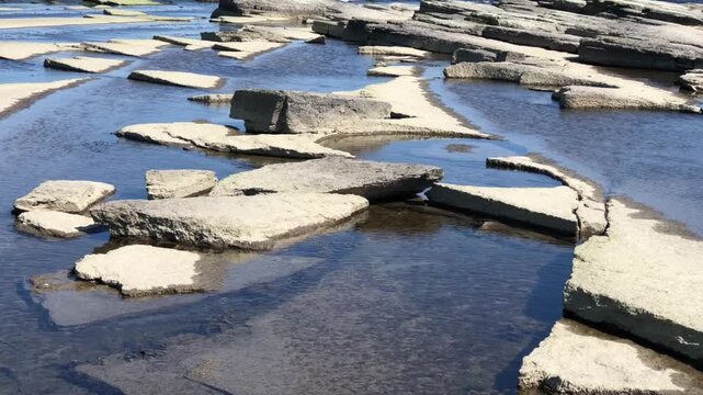 Old quarry from the 19th century for the manufacture of millstones in Gisl&ouml;vshammar, Skillinge, Scania, Sweden, Baltic Sea, Scandinavia