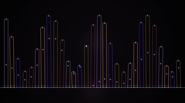 Abstract loop of vertical lines creating a dynamic, rhythmic pattern against a dark background.