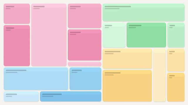 Treemap rectangles morphing smoothly between layouts in a pastel palette, no labels, data hierarchy visualization 4K loop