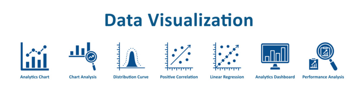 Data Visualization web icon banner with line art style