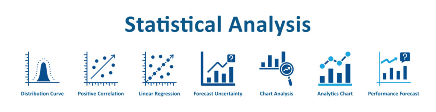 Statistical Analysis web icon banner with line art style