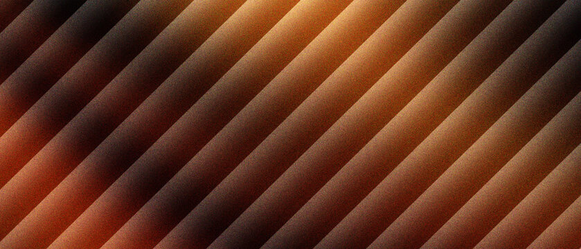 Abstract copper diagonal lines background with warm metallic texture. Modern bronze architectural pattern featuring rhythmic parallel slats and soft lighting. Elegant brown gradient geometric
