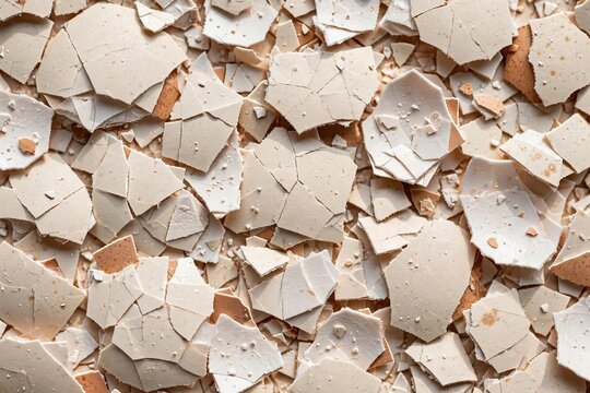 Cracked eggshell fragments macro texture background