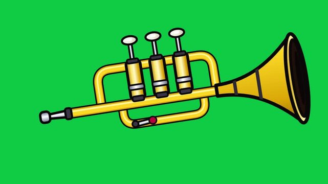 Trumpet Animated Valves Playing on Green Screen for Motion Graphic