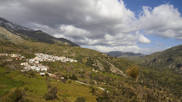 Spring in Crete, Mountain Village, Morning Light, Amari Basin, Amari, Psiloritis, Ida Massif, Central Crete, Island of Crete, Greece
