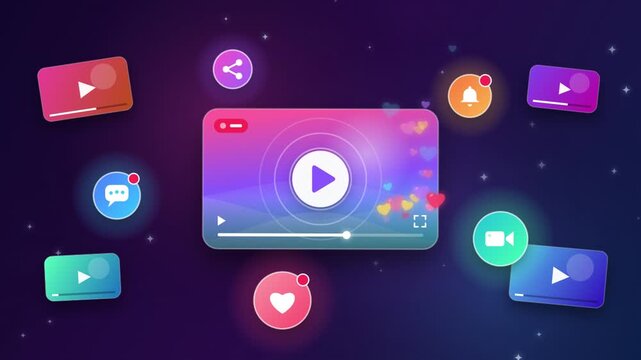 Colorful Social Media Video Player Icons