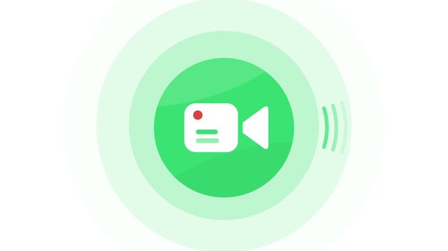 Green Video Camera Icon With Sound Waves