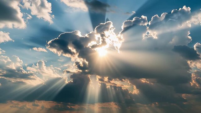 Sunlight Rays Behind Large Storm Cloud 4K