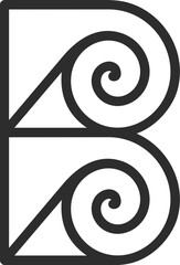 The vector is a monogram of the letter B Paper Spiral. Elegant, unique and outline. © Malika
