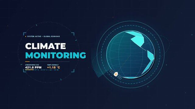 Digital hud interface showing global climate monitoring data