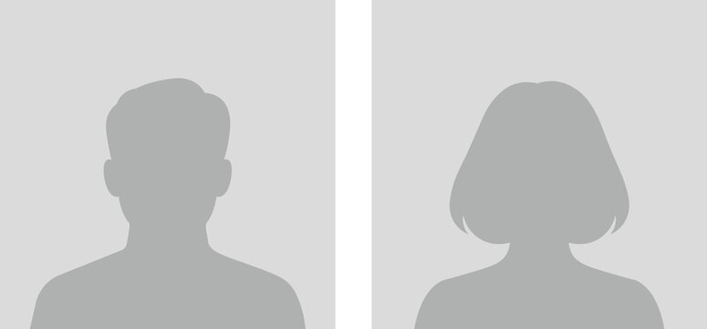 User profile icon. Default avatar sign. Male female placeholder vector illustration. Anonymous person emblem. Account headshot symbol. Profile avatar outline, silhouette.
