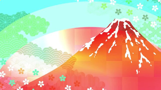 Mount Fuji and Cherry Blossoms Illustration 4K