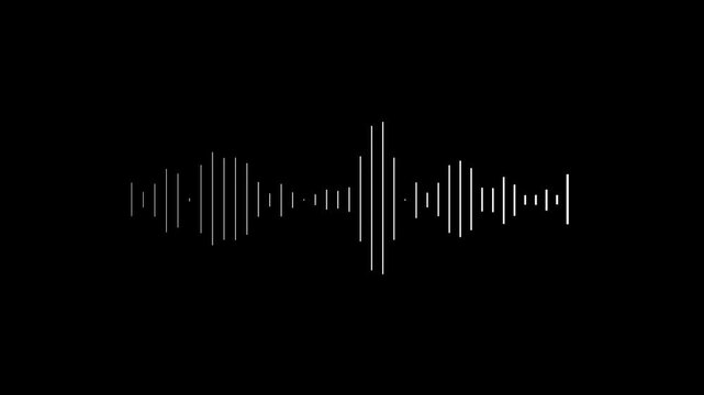 Clean minimal motion graphic of white audio spectrum bars on a black background, ideal for music visualizations, VJ loops, and modern video projects 4k video.