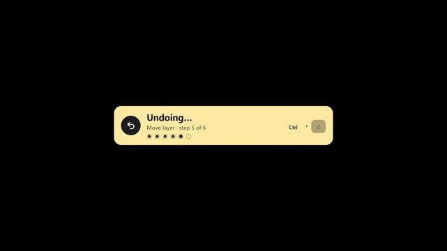 User Interface Undo Animation with Progress Bar and Ctrl Z Shortcut