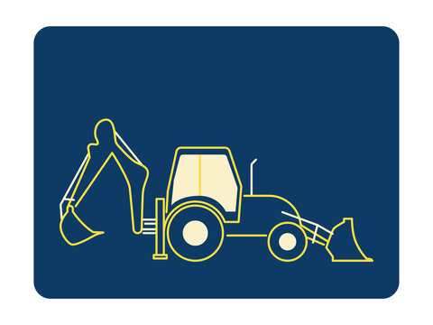 Backhoe loader icon. Construction icon. Flat vector icon concept.
