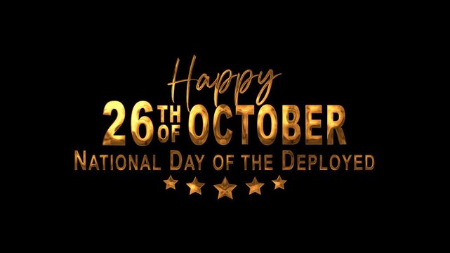 Day of the deployed text animation glows over golden stars, ideal for holiday greetings, patriotic tributes, social posts, and promotions.