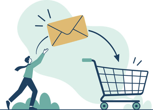 Ecommerce Email Marketing and Abandoned Cart Recovery &ndash; Flat Vector Illustration