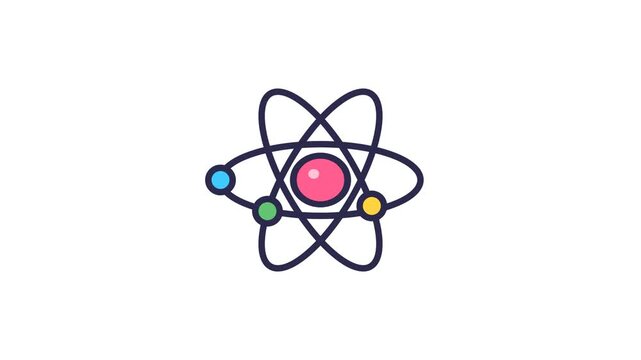 Colorful and modern illustration of an atom, depicting orbiting electrons around a central nucleus, a universal symbol for science, discovery, and fundamental particles