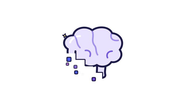 Vibrant graphic design of a stylized brain with a fragmented digital base, representing the complex intersection of mind, memory, and artificial intelligence in modern technology