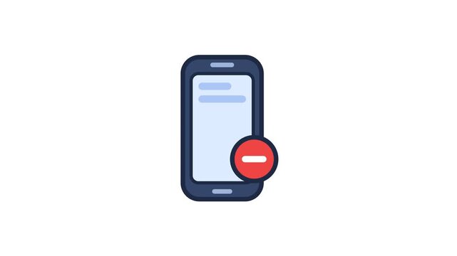 Smartphone illustration with red minus sign, indicating digital content removal, app deletion, restricted access, or an error on a mobile device