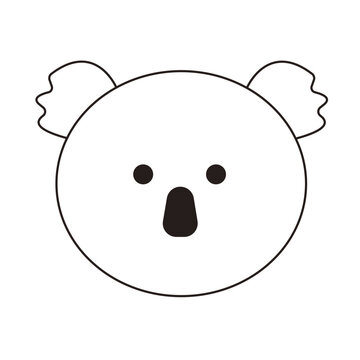 Cute koala face line art illustration