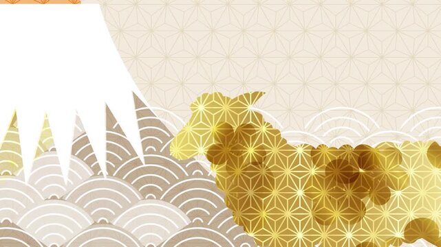 Japanese New Year Gold Sheep Design 4K