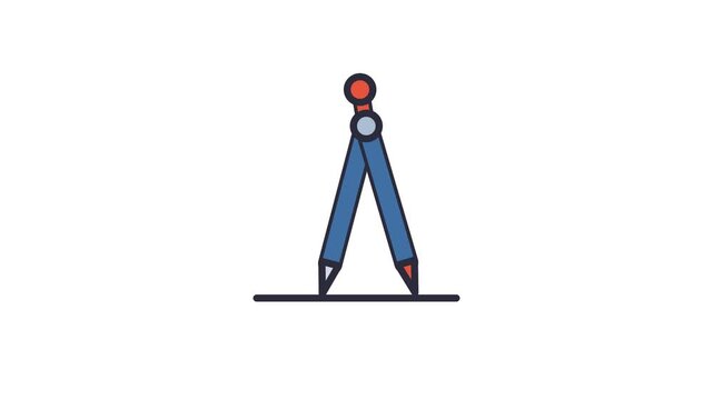 A graphic illustration of a blue drafting compass, a fundamental tool for precise geometric measurement and foundational design principles, drawing clear line