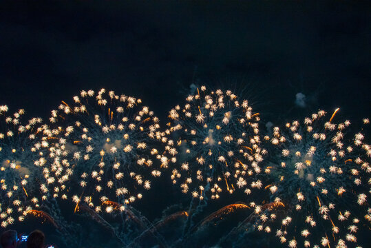 Blue Firework celebrate anniversary happy new year 2027, 4th of july holiday festival. Countdown to new year 2026 festival party time event. blue firework in night time celebrate national holiday