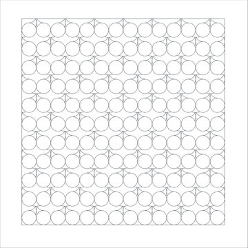 Seamless repeating pattern of tangent circles forming a scale or wave texture in a monochrome line art style