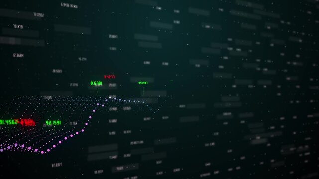 Futuristic Cyber Data Graph Display with Animated Digital Numbers