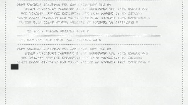 Impact printer head printing dotted rows on paper 4K seamless loop
