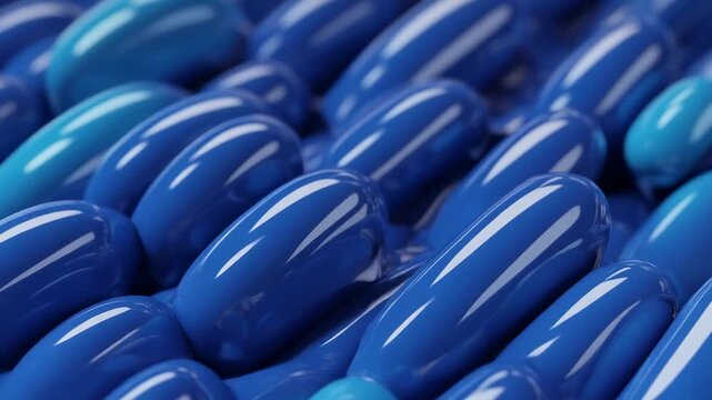 Glossy Blue Capsule Shapes 4K Generative AI