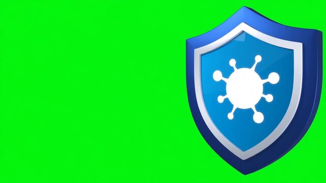 Coronavirus Shield Icon Rotating on Green Screen for Medical Protection Concept and Health Security Animation