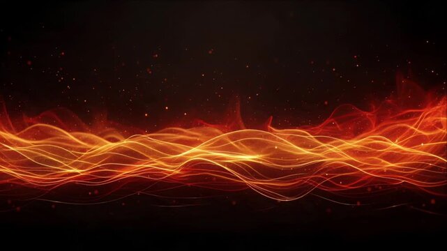 Glowing Fire Smoke Lava Wave Abstract Backgrounds with Orange Light Trails, Red Sparks, Dramatic Energy Motion, Heat and Dynamic Digital Art Wallpaper for Creative Design Projects