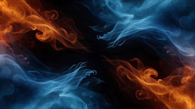 Fire Smoke Lava Background Swirl Orange Blue Abstract Texture Energy Motion Fantasy Digital Art Dark Contrast Fluid Flame Design Wallpaper Composition