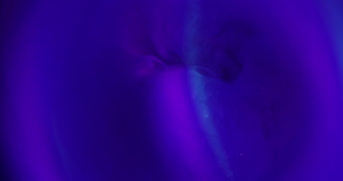 Fluorescent gradient. Defocused ink stream. Mist color liquid swirl cloud mix glow. Art blue violet neon vapor abstract background.
