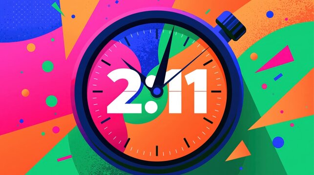 Abstract Stopwatch with Geometric Shapes and Vibrant Colors during a Time Concept