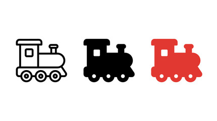 Steam locomotive train engine symbols in three distinct creative visual styles © Silhouette Lab