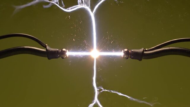 Electric discharge spark between two metal electrodes
