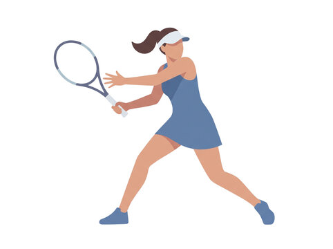 Woman playing tennis hitting ball with racket.